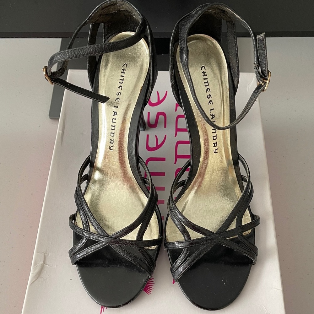 Chinese Laundry Black Strappy Heels
